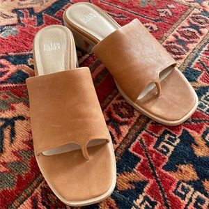 Eileen Fisher Airy Leather Slide - Cognac Brown - 8.5